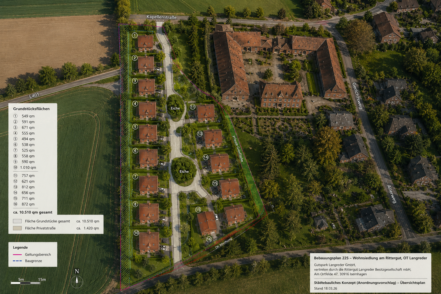 Luftbild des Wohnquartiers Am Rittergut Langreder