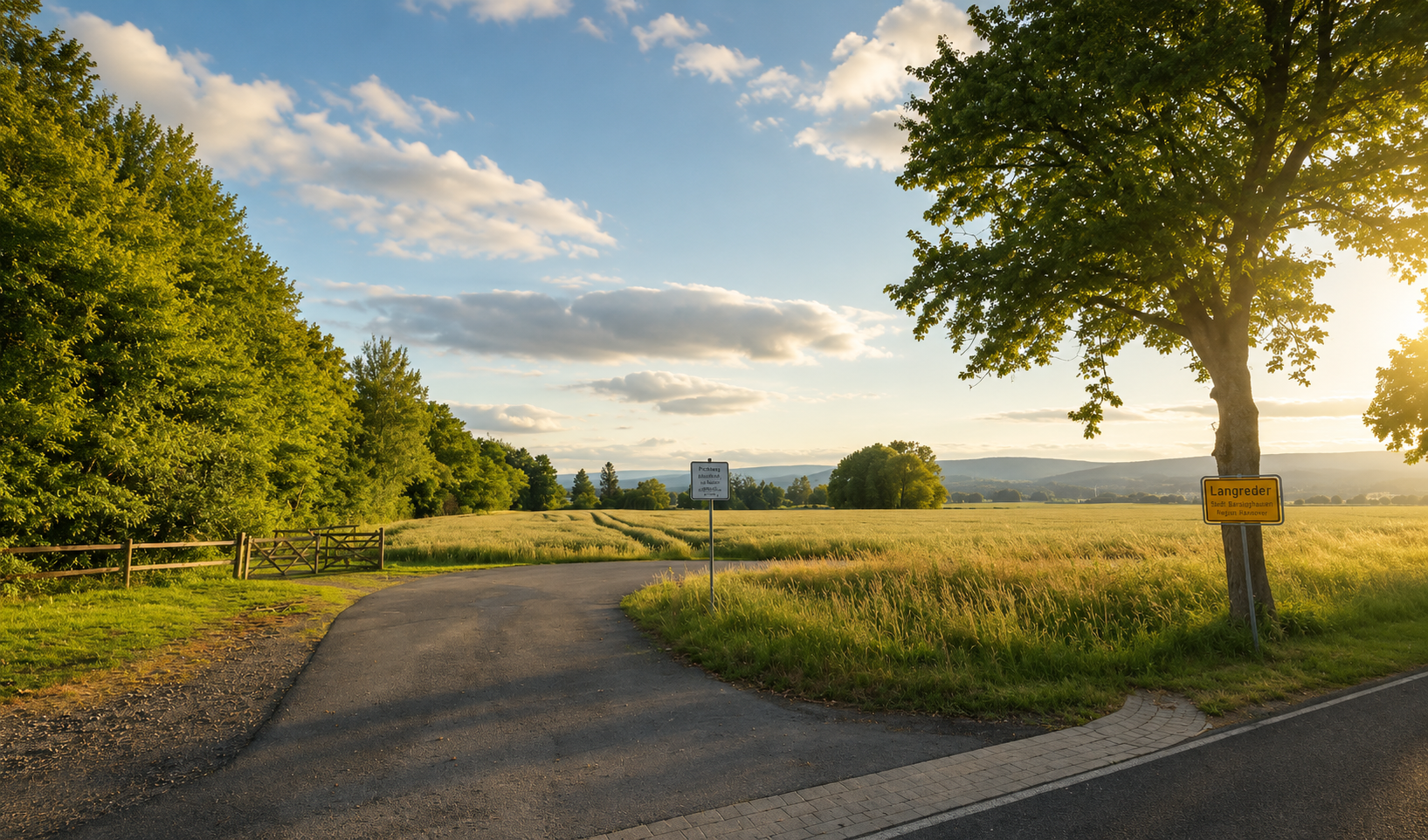 Blick von den zukünftigen Baugrundstücken am Rittergut Langreder auf den Deister